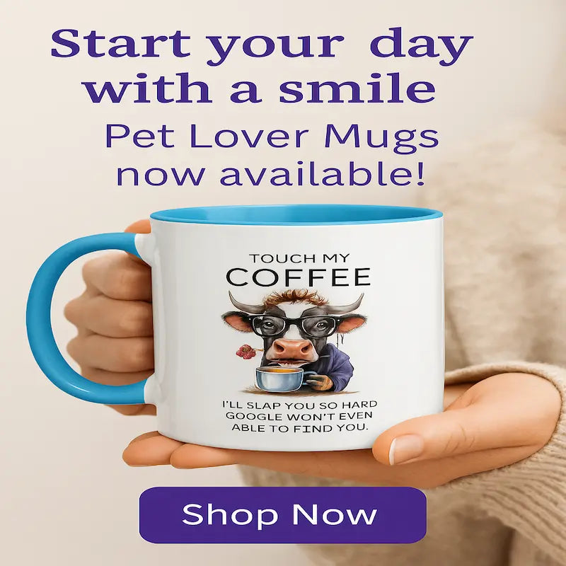 Personalized pet lover mug – custom name option, available in multiple colors. Ideal gift for dog or cat owners from Jo’s Pet Deals.