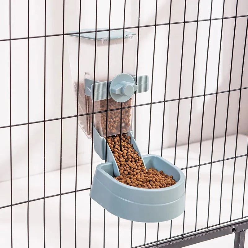 automatic pet feeder and hanging water bottle for cats and dogs food and water dispenser