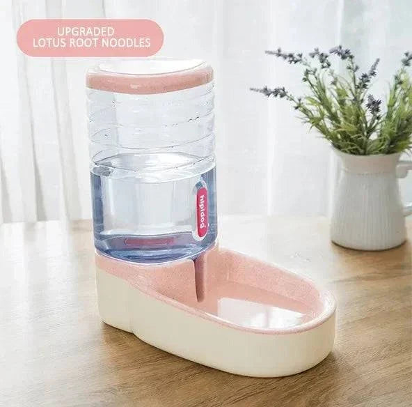 Automatic dog feeder and water dispenser with large capacity for pets.