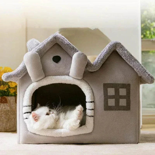 Cute Cushion Kennels PP Cotton Fluffy Dogs And Cats Room Half -Closed