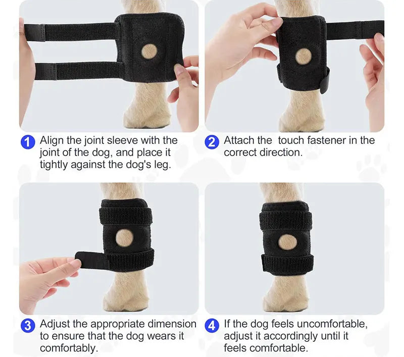 "Dog leg comfort pads for active pets - breathable support accessories"