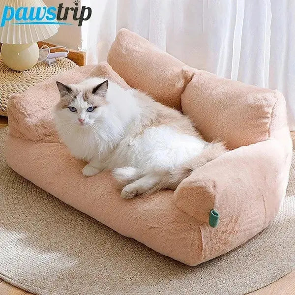 Luxury Cat Bed Sofa - Warm Plush Pet Nest for Small Dogs & Cats | Winter Comfortable Puppy Bed Supplies