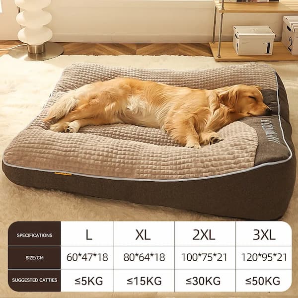 HOOPET large plush dog and cat bed mat in grey coffee colour — thick winter mattress with raised edges, suitable for small to XXL dogs.