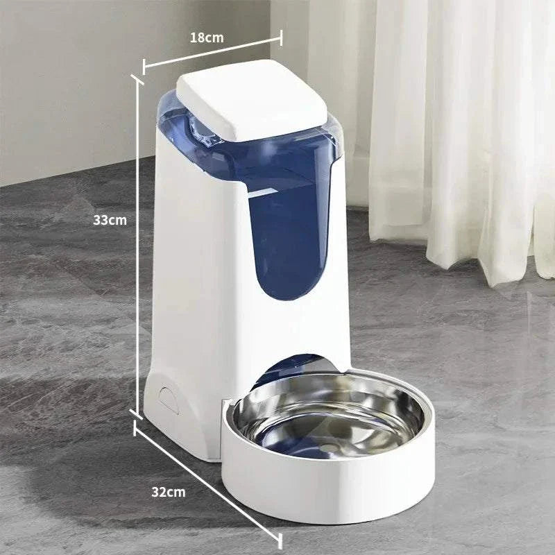 Automatic dog feeder and water dispenser with large capacity for pets.