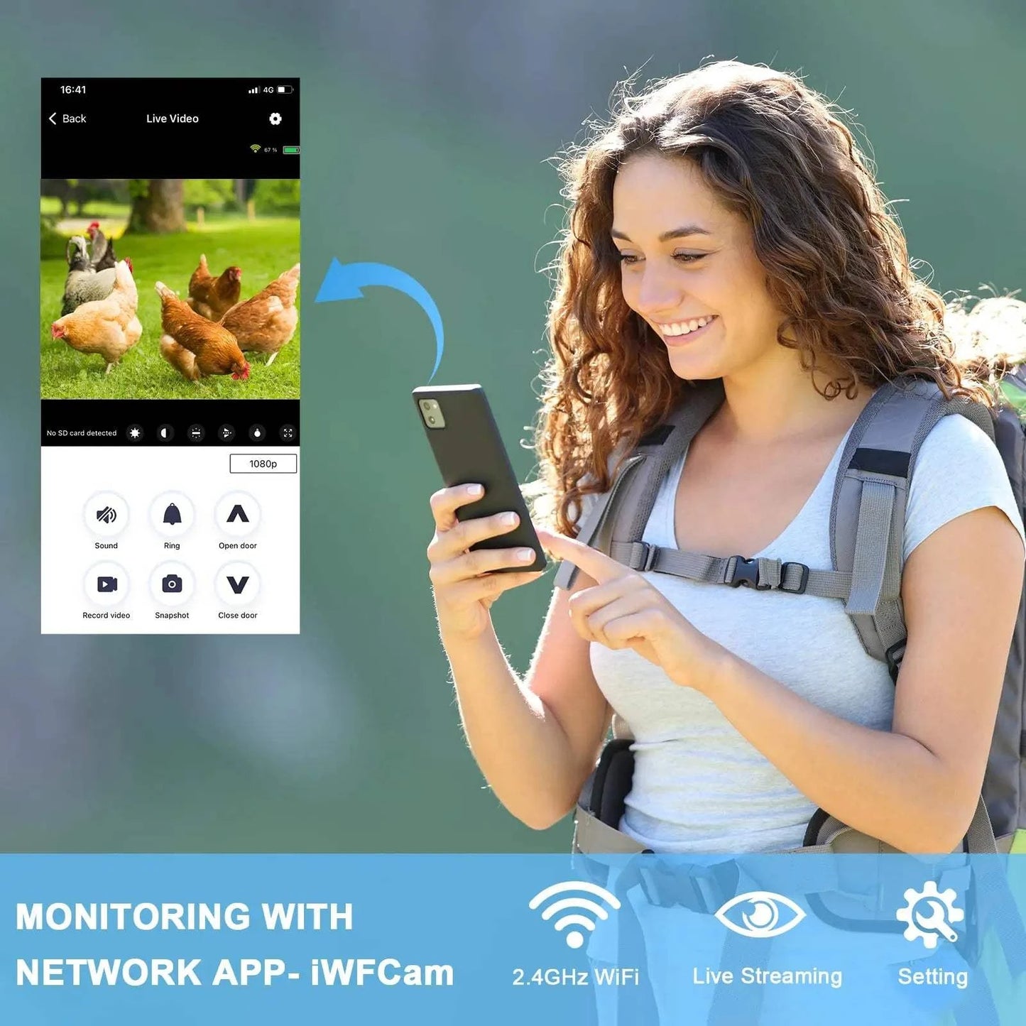 Chicken door with built-in WiFi camera and timer – solar panel attached.