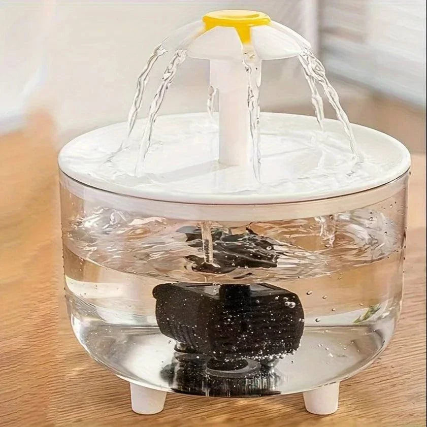 USB electric pet water fountain with filter for cats, 1L capacity, automatic dispenser.