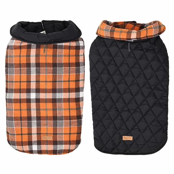 Reversible Dog Jacket – Waterproof Quilted Winter Coat | Checked Warm Vest for Small & Large Dogs