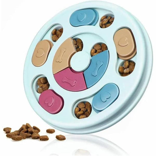 Dog puzzle toy slow feeder with sliding treat compartments
