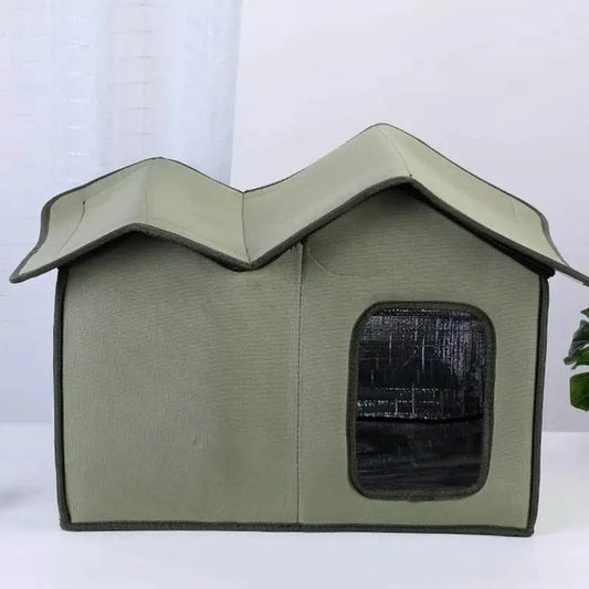 Outdoor cat house waterproof insulated shelter for feral cats and small dogs, warm winter pet bed with removable roof