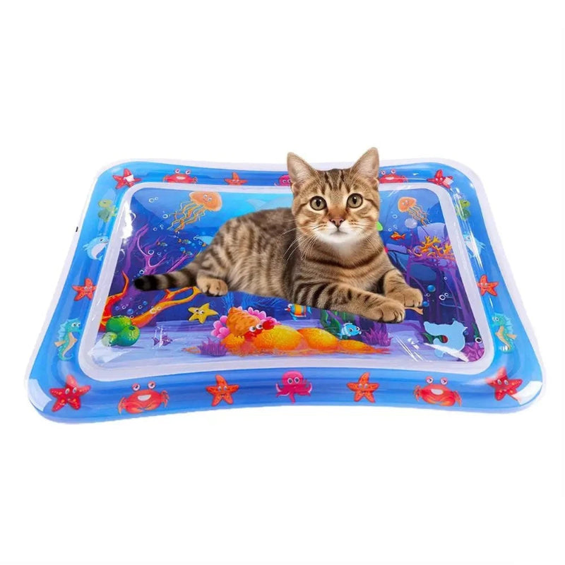 "Closeup of PVC Water Play Mat for Pets with Fish Design"