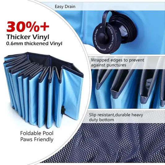 Foldable dog pool in red or dark blue, available in 60×20cm, 80×20cm, and 80×30cm – portable pet bath for summer fun