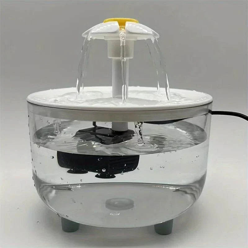 USB electric pet water fountain with silent motor, automatic 1L drinking dispenser for cats and small dogs.
