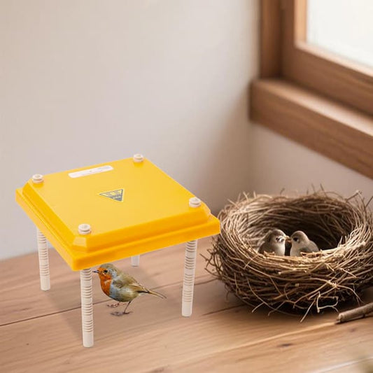 Radiant heat brooder plate for baby chicks – adjustable height, safe 15W heater, cozy and fire-safe alternative to heat lamps.