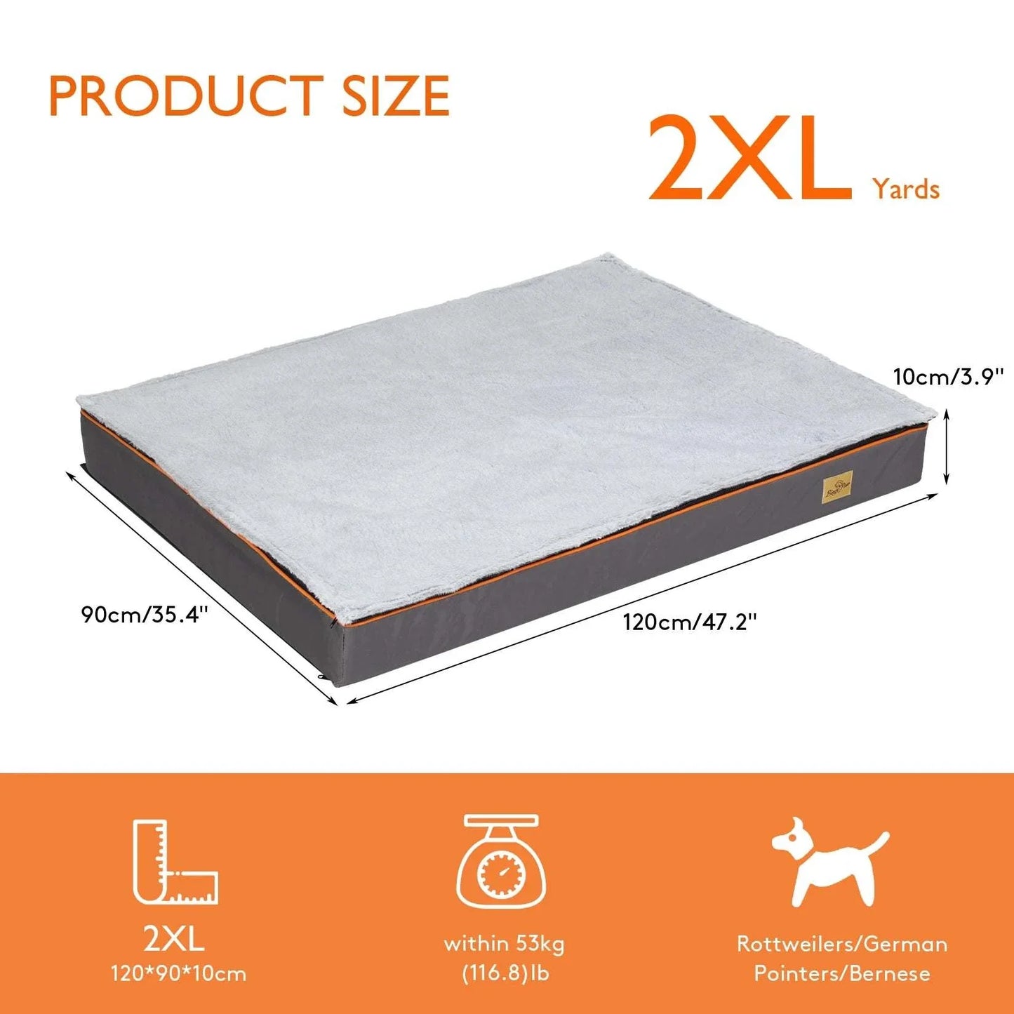 Large orthopedic dog bed with padded foam cushion and washable cover for ultimate pet comfort