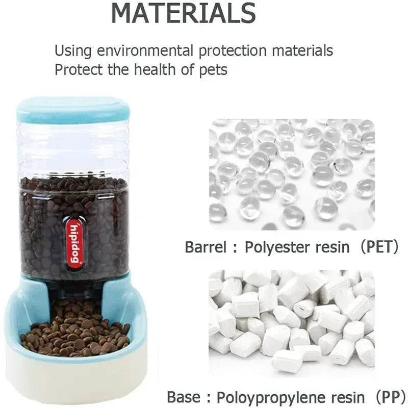 Automatic dog feeder and water dispenser with large capacity for pets.