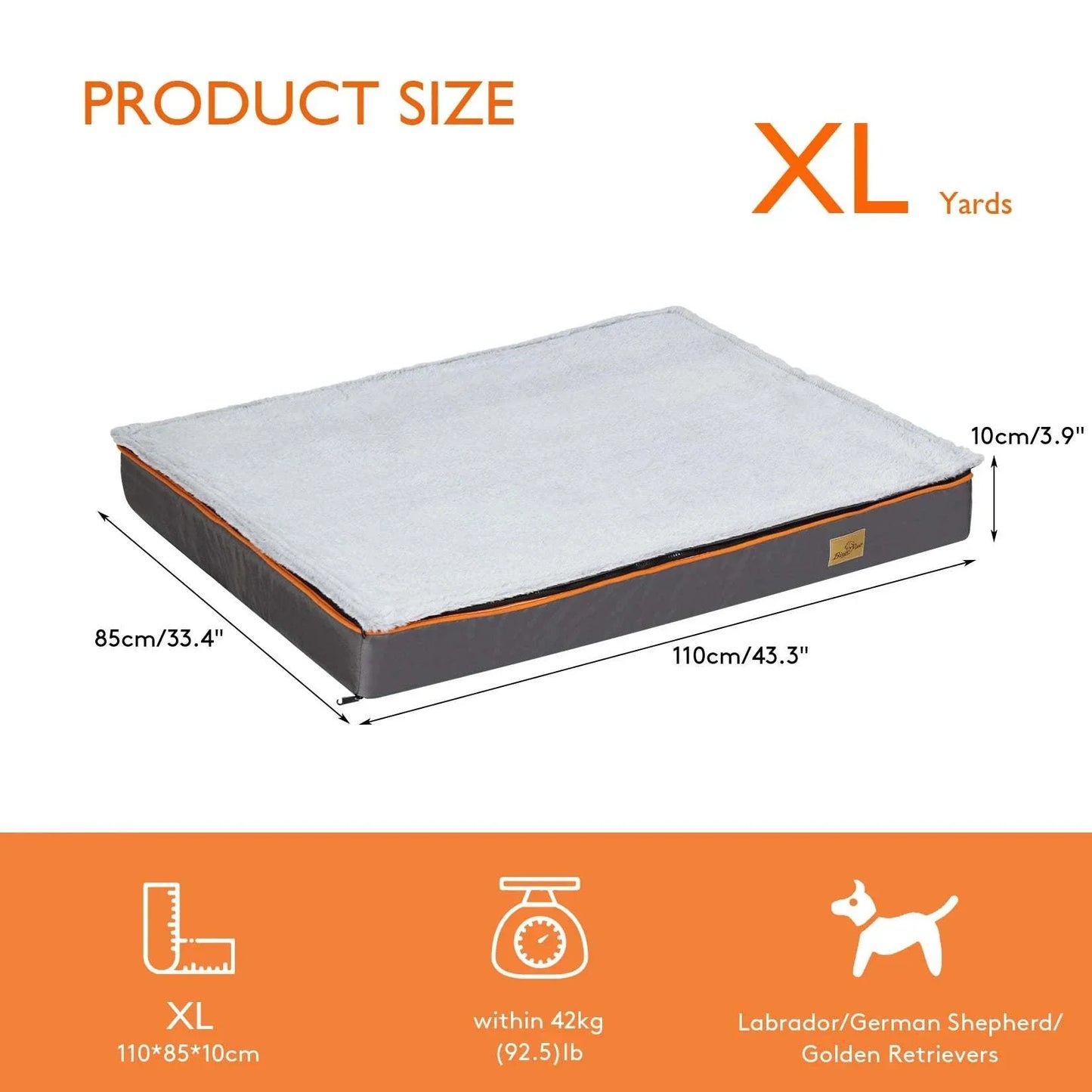 Large orthopedic dog bed with padded foam cushion and washable cover for ultimate pet comfort
