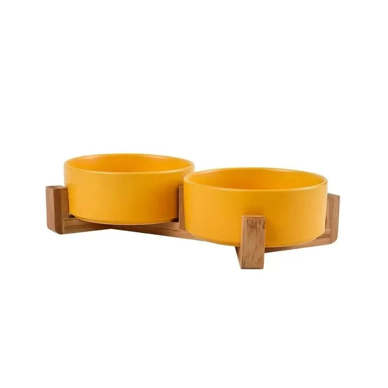 Non-Spill Pet Feeder with Elevated Wooden Stand for Better Digestion