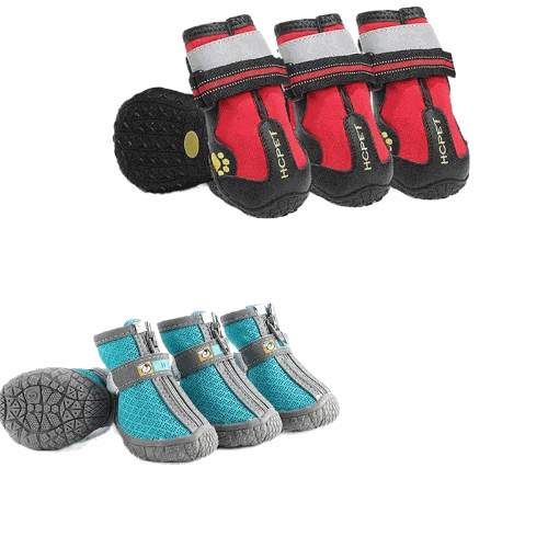 Reflective waterproof pet shoes for medium and large dogs, non-slip, ideal for snow and rain.