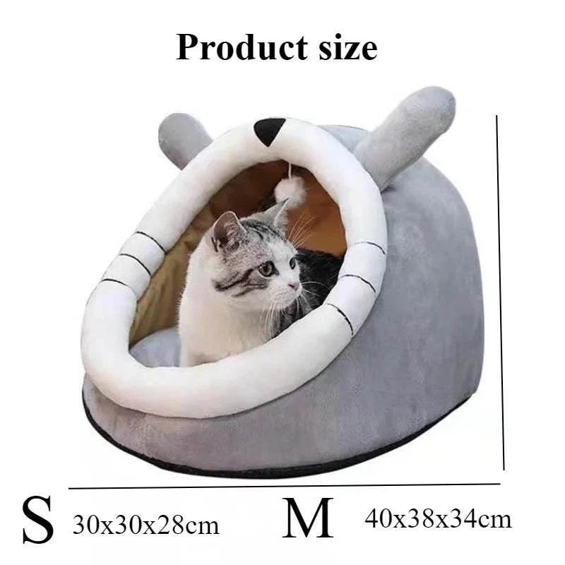 warm plush cat and dog cave bed foldable winter pet house for small pets