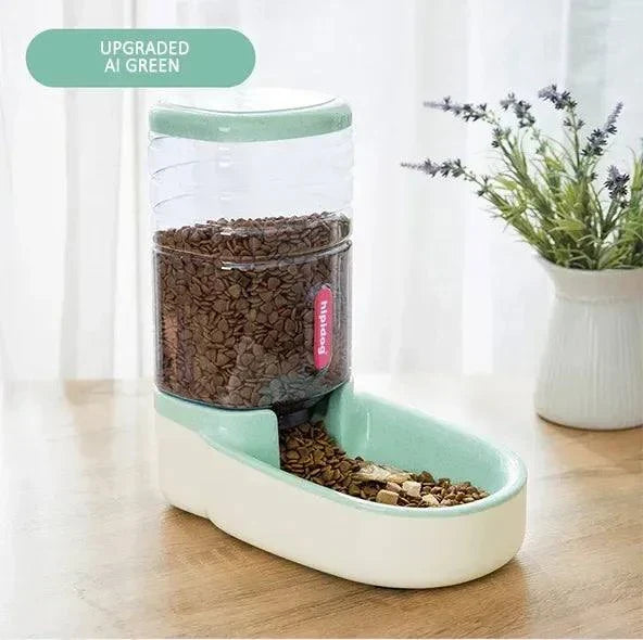 Automatic dog feeder and water dispenser with large capacity for pets.