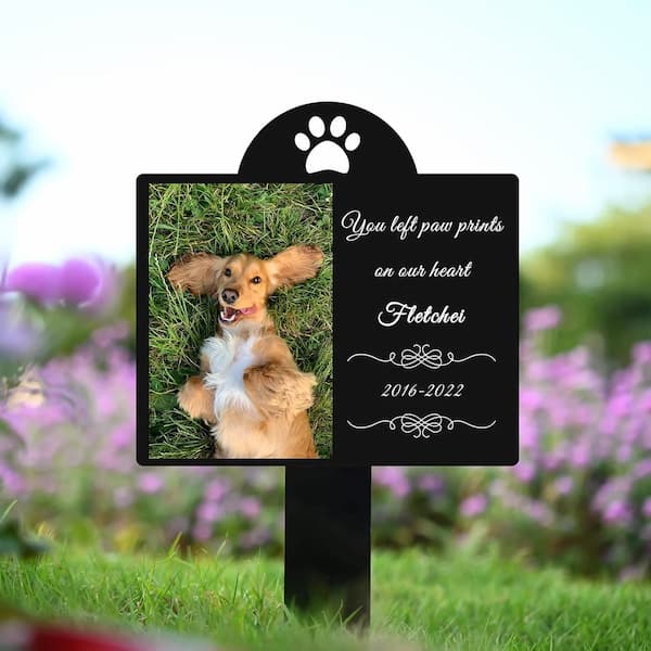 Custom Pet Memorial Garden Stake with Personalized Photo and Name – Grave Marker for Dog or Cat Loss