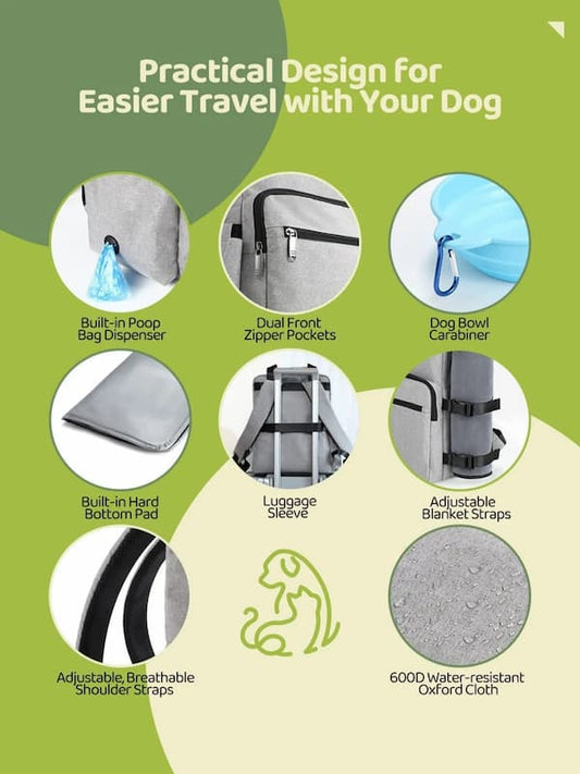 pet travel organizer bag set with food containers foldable bowls and backpack for dog and cat travel