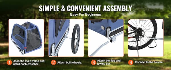 Outdoor dog bike trailer with coupler and wheels