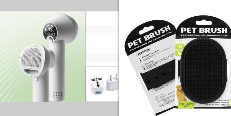 Smart pet hair dryer and grooming comb, designed for dogs and cats, offering silent, gentle drying and effective combing for stress-free grooming.