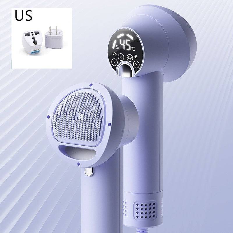 Smart pet hair dryer and grooming comb, designed for dogs and cats, offering silent, gentle drying and effective combing for stress-free grooming.