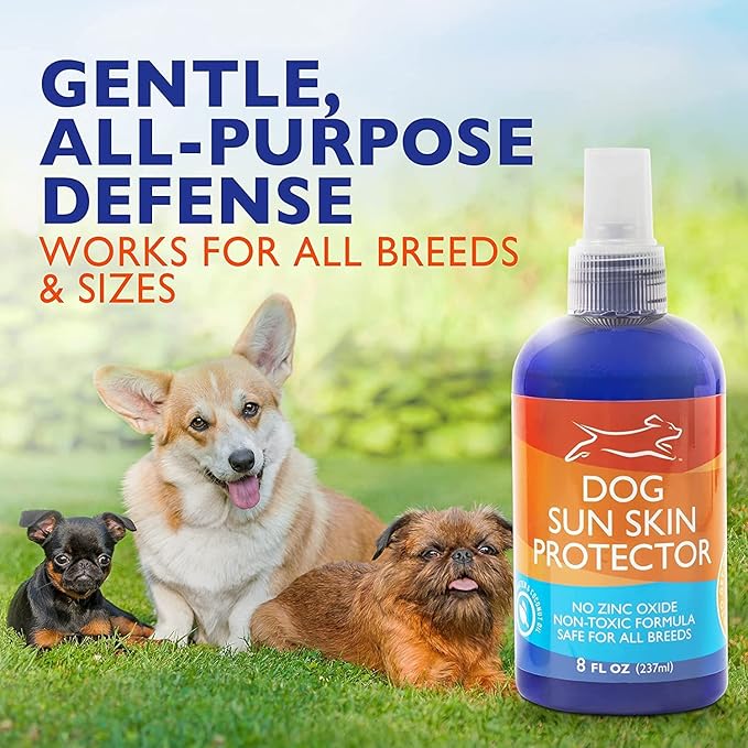 EBPP Dog Sunscreen Sun Skin Protector Spray – 8 fl oz bottle, safe for all dog breeds, zinc oxide free, moisturizing sun protection for dogs.
