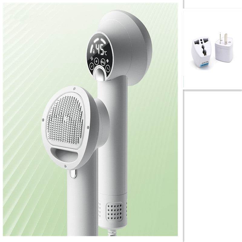 Smart pet hair dryer and grooming comb, designed for dogs and cats, offering silent, gentle drying and effective combing for stress-free grooming.