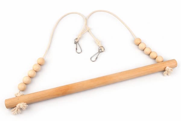 wooden hanging chicken swing perch toy for backyard chicken coop enrichment