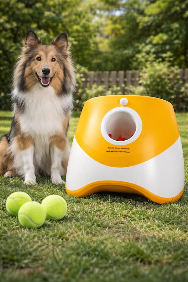 automatic dog ball launcher with tennis balls interactive fetch toy for indoor and outdoor dog exercise