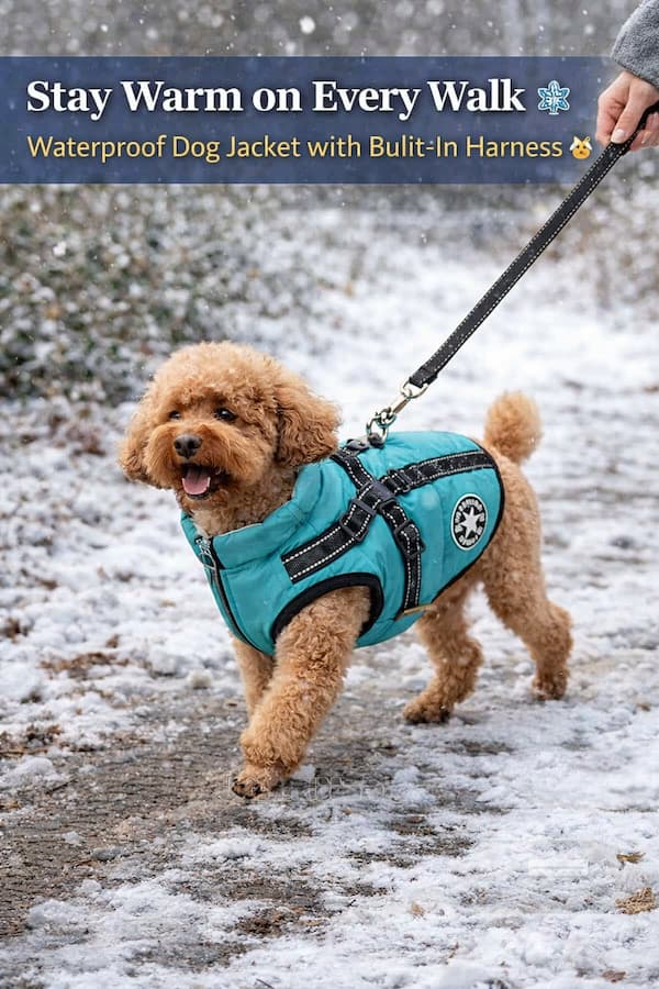 waterproof dog jacket with harness warm winter dog coat reflective adjustable dog vest