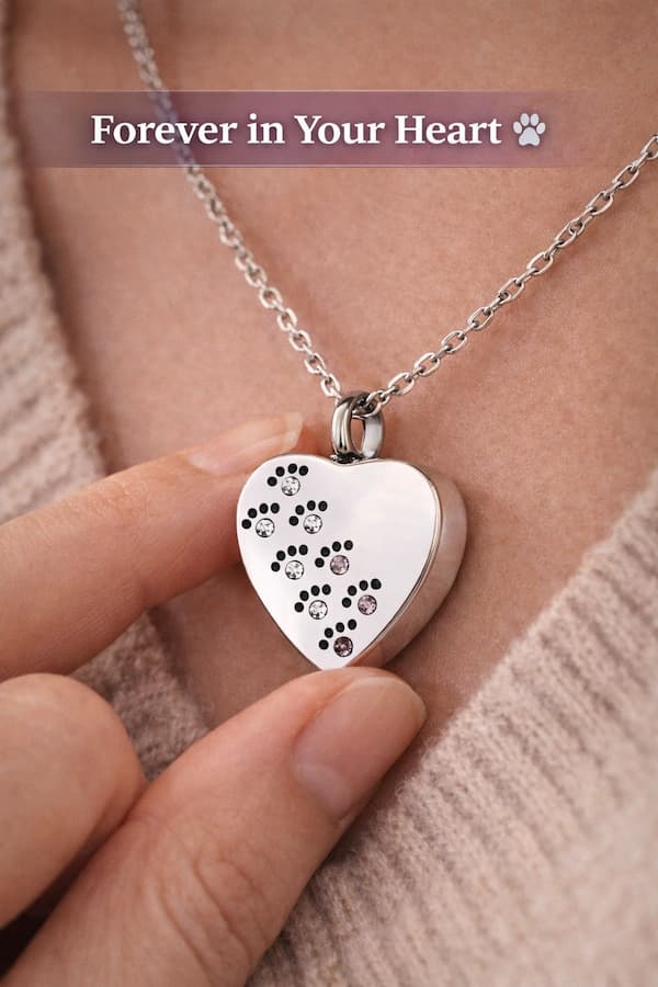 pet ashes necklace paw print urn pendant dog cat memorial jewelry stainless steel keepsake necklace