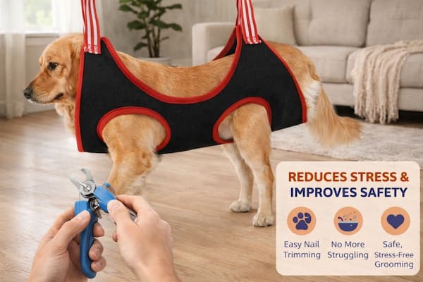 dog grooming hammock for nail trimming