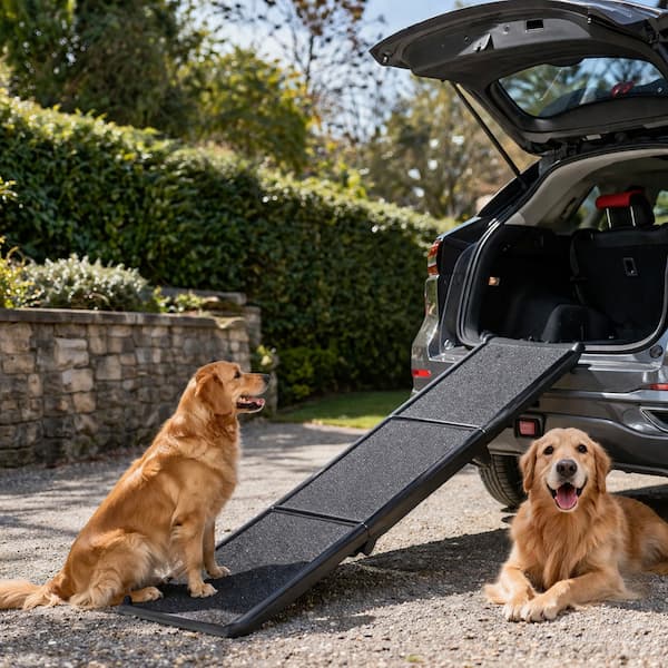 foldable dog car ramp for large dogs with non slip surface for easy vehicle access