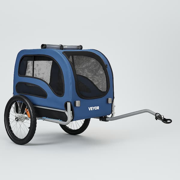 Dog bike trailer foldable pet carrier with safety flag and reflectors