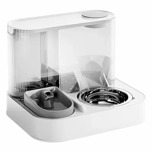 Pet water and food dispenser on a white background