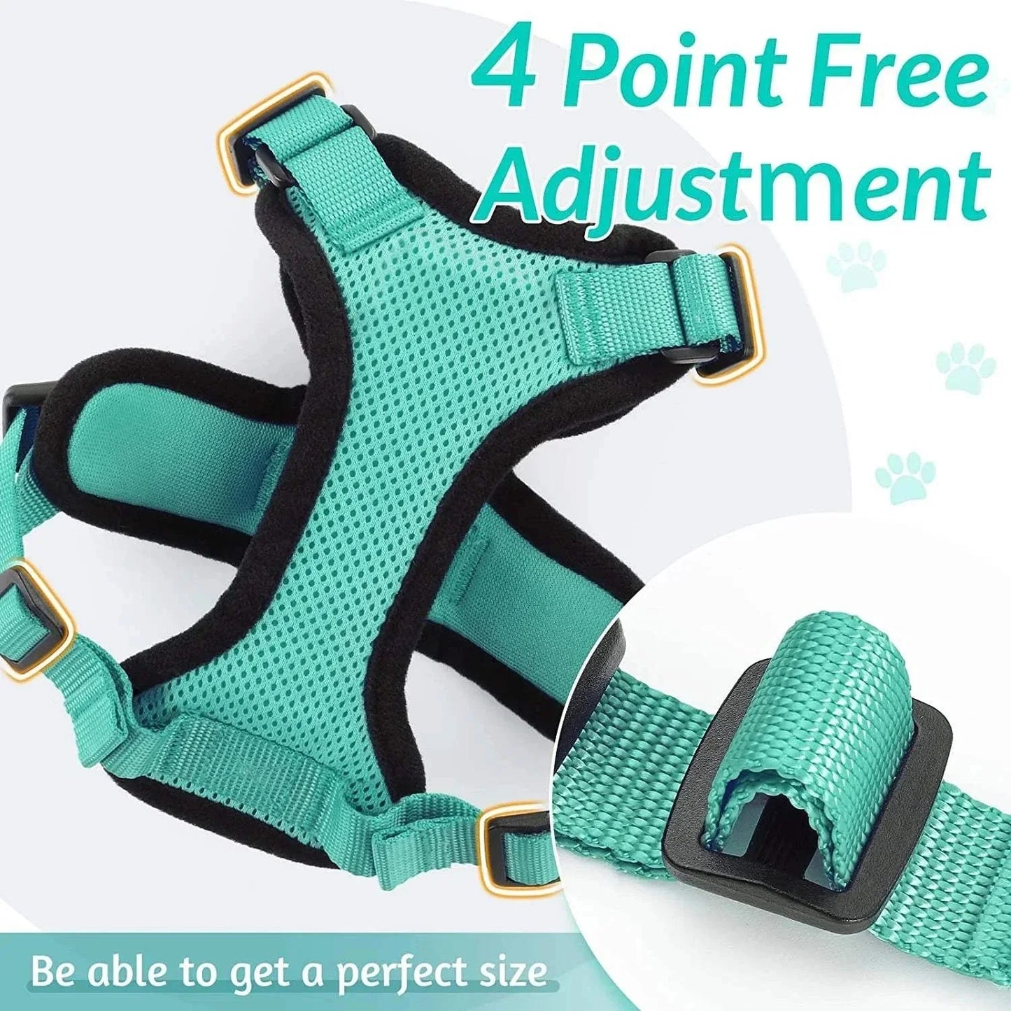 Adjustable and soft vest harness for cats.