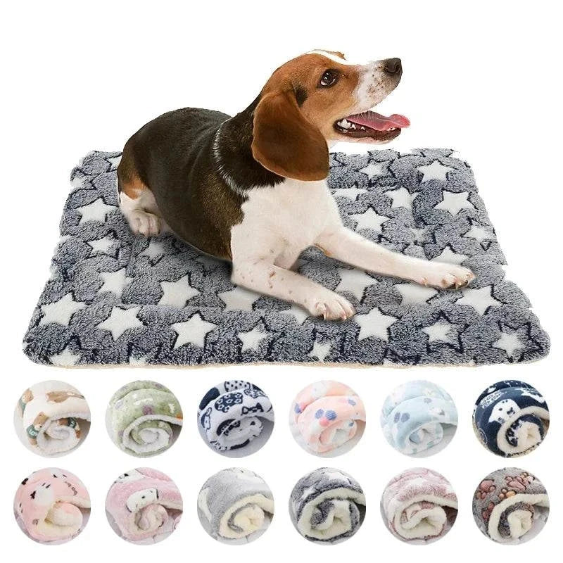 Soft flannel pet sleeping mat for dogs and cats, usable as a bed, couch cover, or blanket for small and large pets