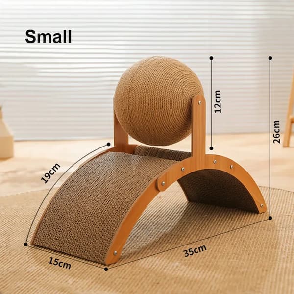 2-in-1 Wooden Cat Scratching Ball with Sisal Board - Interactive Grinding Toy