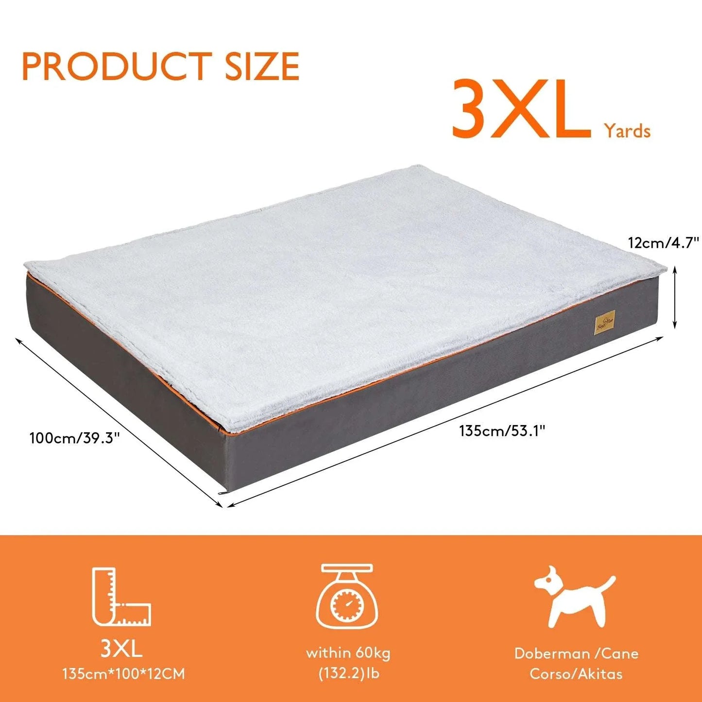 Large orthopedic dog bed with padded foam cushion and washable cover for ultimate pet comfort