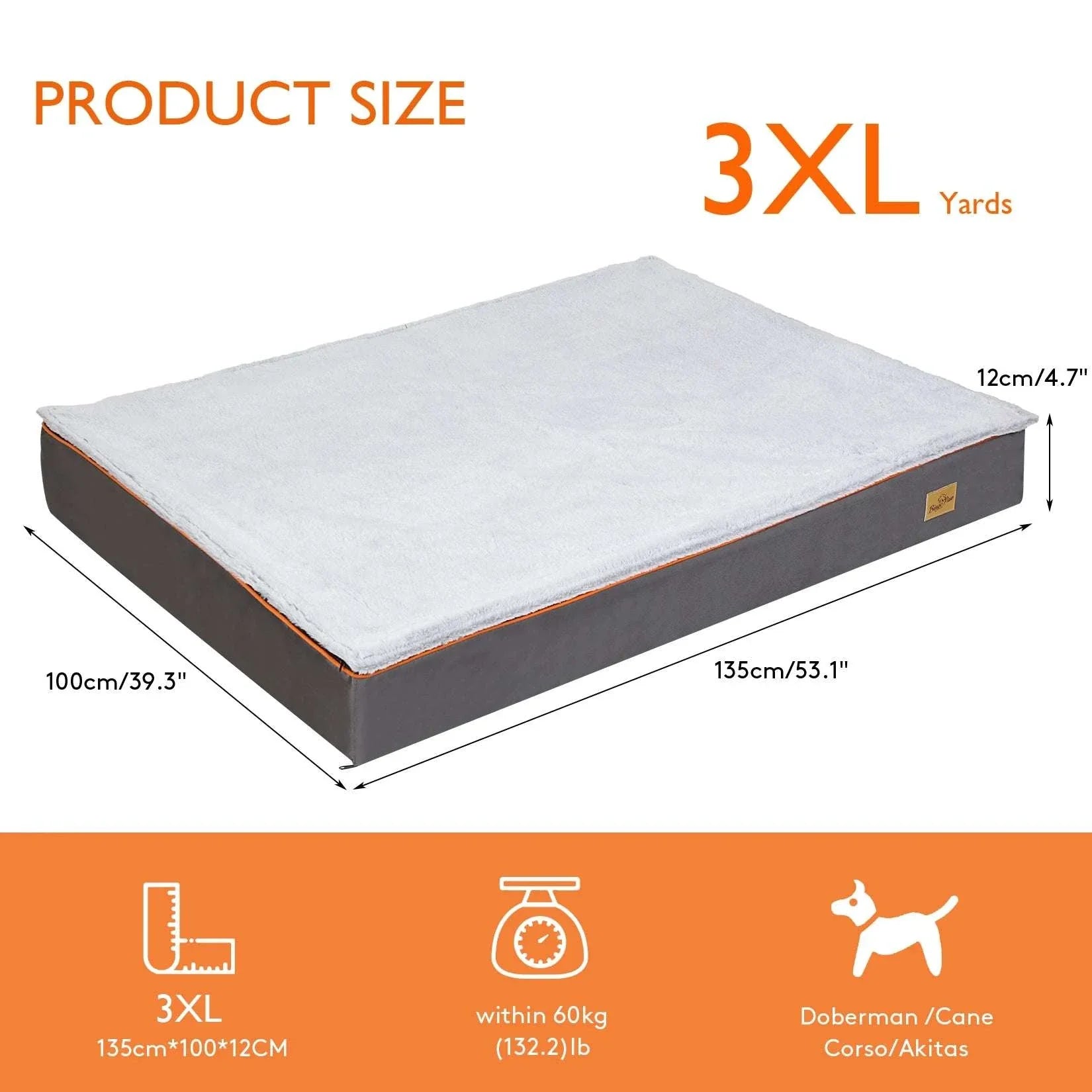 Large orthopedic dog bed with padded foam cushion and washable cover for ultimate pet comfort