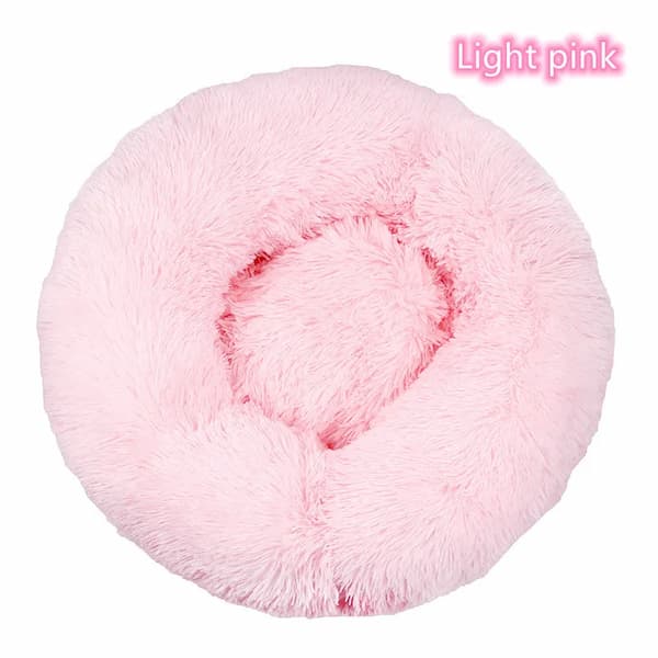 Calming donut dog bed plush anti-anxiety pet bed for dogs and cats