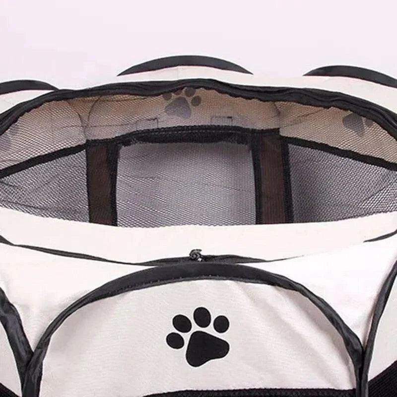 Portable folding pet tent with octagonal design, ideal as a puppy shelter or large outdoor cat fence for travel and home use.