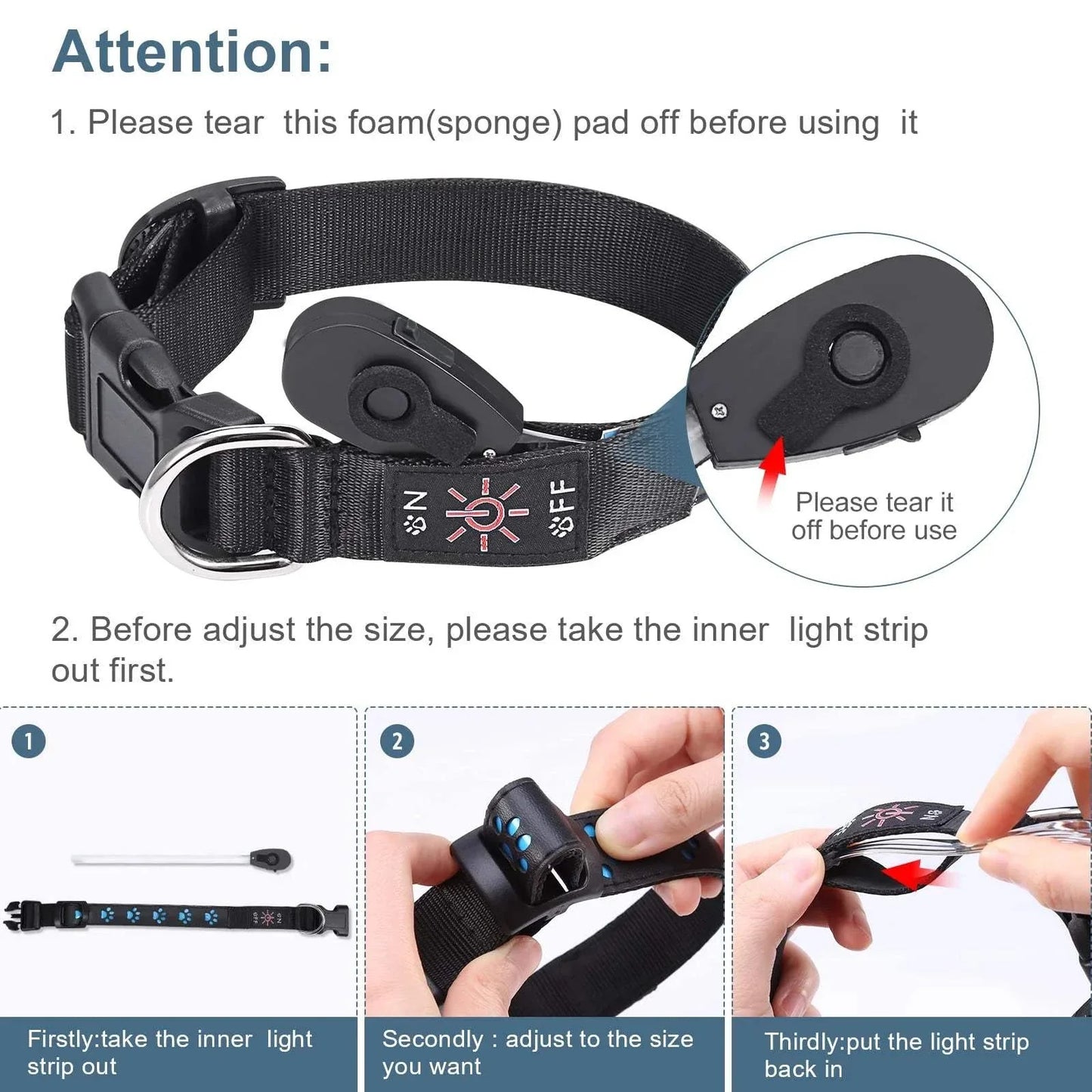 7 Modes LED Dog Collar - USB Rechargeable Waterproof Light-Up Collar For Night Safety- Bright Colorful Pet Accessories