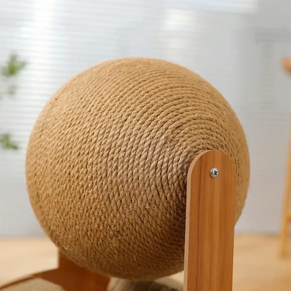 2-in-1 Wooden Cat Scratching Ball with Sisal Board - Interactive Grinding Toy