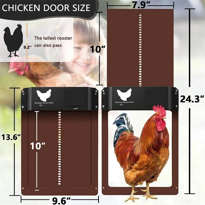 Easy-install chicken coop door for chickens, ducks, and small pets.