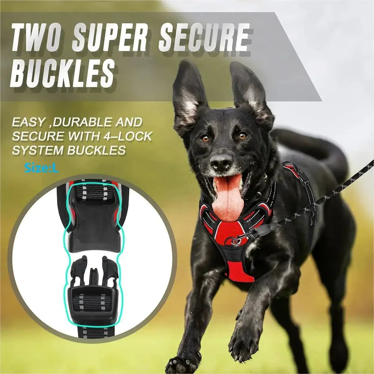 No Pull Dog Harness with Reflective Straps, Front Clip, and Easy-Control Handle for Large Dogs Walking and Training